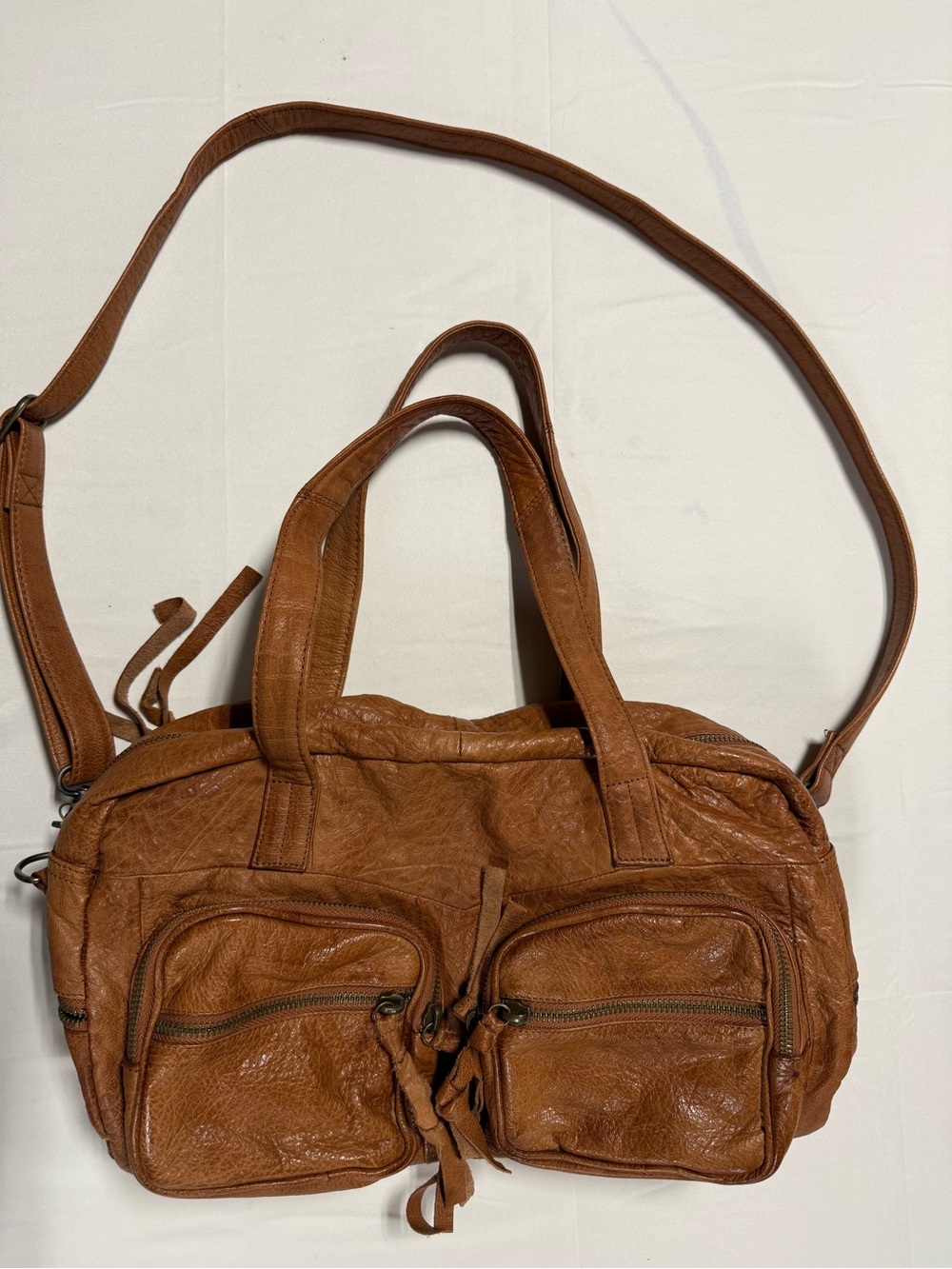 Day & Mood Genuine Leather Cognac Crossbody Satchel Bag